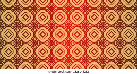 Traditional geometric Ornament. Seamless Vector Pattern. Interior Decoration, Wallpaper, Invitation, Fashion Design. Sunrise red color.