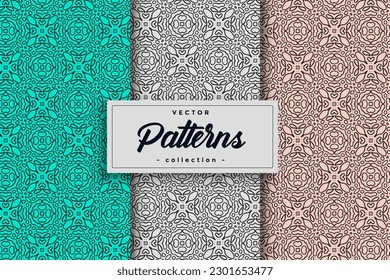 Traditional geometric pattern set collection, Abstract arabic islamic geometric shape line pattern design vector collection