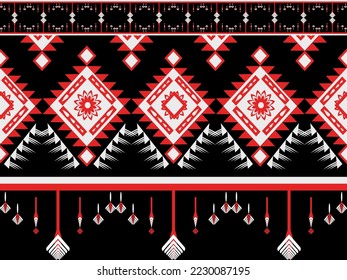 Traditional geometric patterns for backgrounds, tapestry, wallpaper, scarves, batik, sarongs, vector, embroidery, red black silk.
