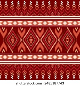 Traditional Geometric Tribal Design "Bright red ikat pattern with traditional tribal geometric design. and deep red tones make it ideal for textiles, backgrounds and decoration