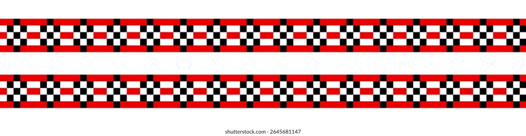 Traditional geometrical ornament isolated on white. Ukrainian Vyshyvanka. Cross stitch. Embroidery in black and red colors . Seamless pattern in vector. Element for design