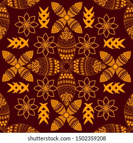 traditional geometry batik design patterns. with a dominant classical color