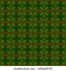 traditional geometry pattern design. with the dominant classic green color