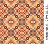 Traditional Georgian folk art embroidery vector pattern