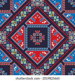 Traditional Georgian folk art embroidery vector pattern