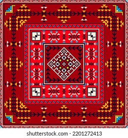 Traditional Georgian folk art embroidery vector pattern