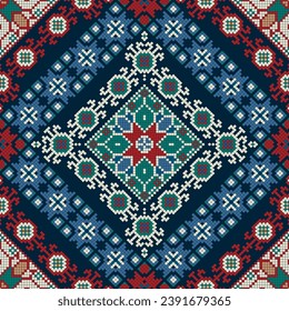 Traditional Georgian folk art embroidery vector pattern