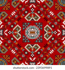 Traditional Georgian folk art embroidery vector pattern