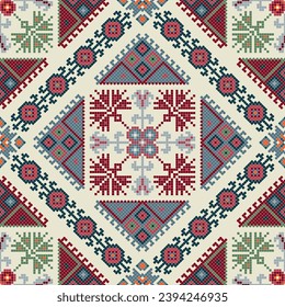 Traditional Georgian folk art embroidery vector pattern