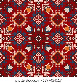 Traditional Georgian folk art embroidery vector pattern