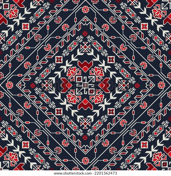 Traditional\
Georgian folk art embroidery vector\
pattern