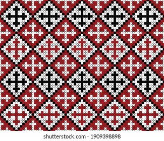 Traditional Georgian Pattern cross-stitch embroidery with crosses