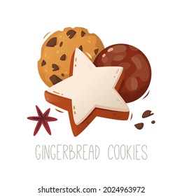 Traditional german Christmas cookies. Isolated vector illustration