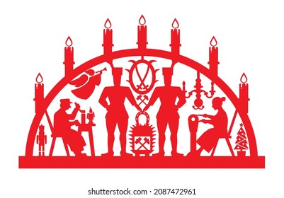 Traditional German craft product for Christmas called „Schwibbogen" - Vector Illustration on white background