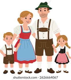 Traditional German Family Cartoon Character