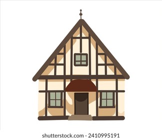 Traditional German house,	
 isolated on white background