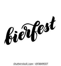 Traditional German Oktoberfest bier festival with text bierfest. Vector lettering illustration isolated on white.