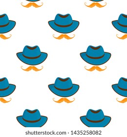Traditional German vintage hat and moustache. Oktoberfest seamless pattern