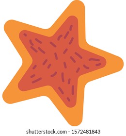 Traditional gingerbread star cookie flat vector illustration. Delicious christmas dessert