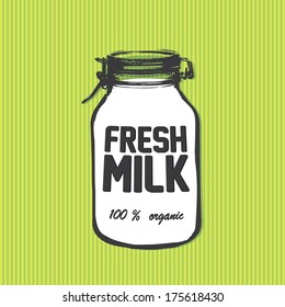 Traditional glass milk bottle
