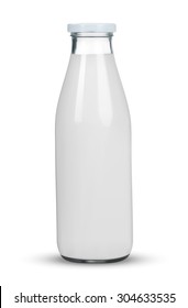Traditional glass milk bottle. EPS-10