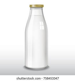 Traditional glass milk bottle. EPS-10