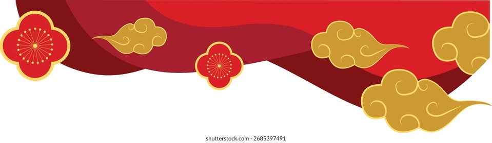 Vector de frontera de oro tradicional aislado, Ilustración vectorial plana de frontera china