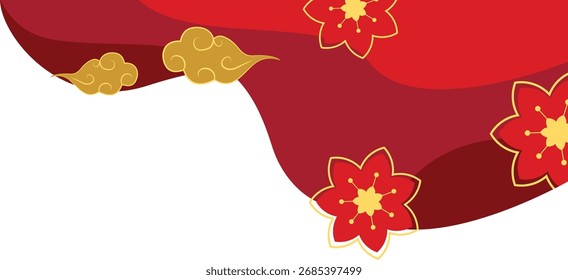 Traditional gold border vector isolated, chinese border flat vector illustration
