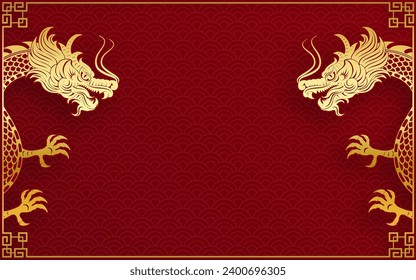 Traditional gold Chinese Dragon design for Chinese new year and all festivals (translate : Chinese Dragon)