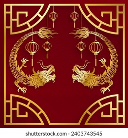 Traditional gold Chinese Dragon design for Chinese new year and all festivals (translate : Chinese Dragon)