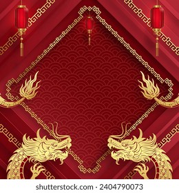 Traditional gold Chinese Dragon design for Chinese new year and all festivals (translate : Chinese Dragon)