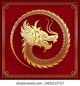 Traditional gold Chinese Dragon design for Chinese new year and all festivals (translate : Chinese Dragon)