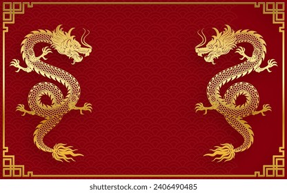 Traditional gold Chinese Dragon design for Chinese new year and all festivals (translate : Chinese Dragon)