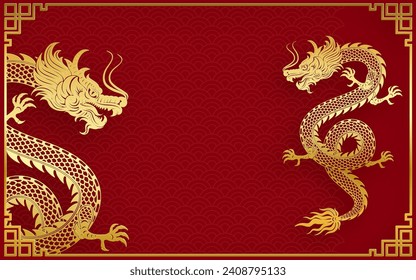 Traditional gold Chinese Dragon design for Chinese new year and all festivals (translate : Chinese Dragon)