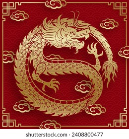 Traditional gold Chinese Dragon design for Chinese new year and all festivals (translate : Chinese Dragon)