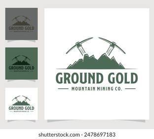 traditional gold miner vector logo. white background