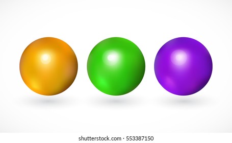 Traditional golden, green and purple mardi gras beads isolated on white background. Vector illustration for your graphic design.