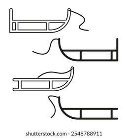 Traditional gondola shapes. Simple line illustrations. Black outline boats. Vector icon design.