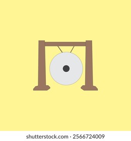 Traditional gong musical instrument vector illustration. Asian music and sound instrument. 