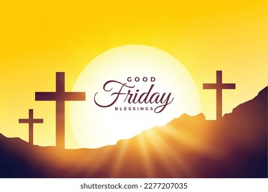 traditional good friday background with sun and cross design vector