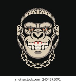 Diseño tradicional del Vector del tatuaje del gorila
