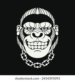 Traditional gorilla tattoo vector design