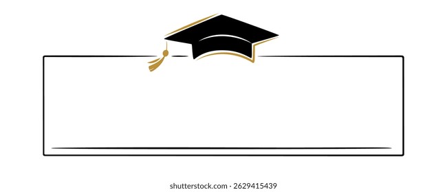 Traditional Graduation Hat with frame isolated on transparent background. Congrats Graduates concept. Congratulating banner greeting card, poster, invitation, photo