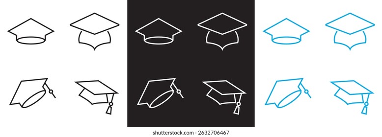 Traditional Graduation Hat icon. Graduation cap or Mortarboard icon symbol.  Vector for websites, mobile interfaces, presentations, banner, visual branding etc. Vector illustration. EPS 10
