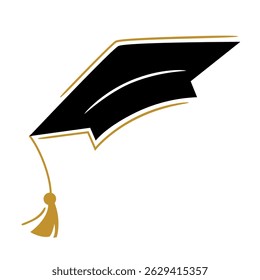 Traditional Graduation Hat isolated on transparent background. Congrats Graduates concept. Graduation cap or Mortarboard icon symbol. Flat vector illustration for graphic and web design