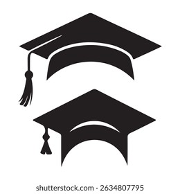 Traditional Graduation Hat isolated on transparent background. Congrats Graduates concept. Graduation cap or Mortarboard icon symbol. 