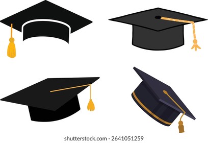 Traditional Graduation Hat isolated on transparent background. Congrats Graduates concept. Graduation cap or Mortarboard icon symbol.