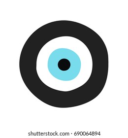 traditional greek evil eye in black and turquoise color - symbol of protection 