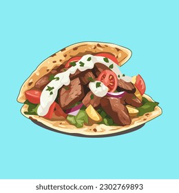 Traditioneller griechischer Sandwich-Gyros Vektor Illustration