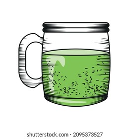 icône traditionnelle de thé matcha vert